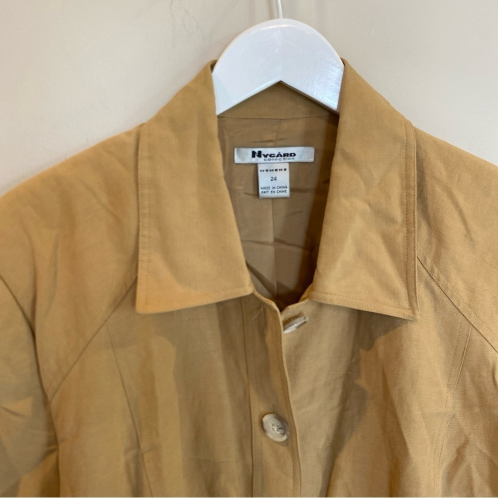 Nygard Collection Silk Linen Top Tan Womens Plus Size 24 Pockets Button - Picture 2 of 7